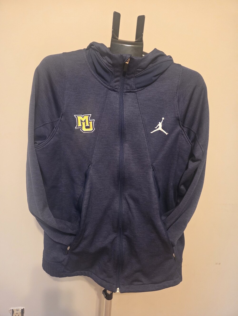 Jordan Navy Marquette Full-Zip Hoodie Jacket Womens Large Therma Fit.